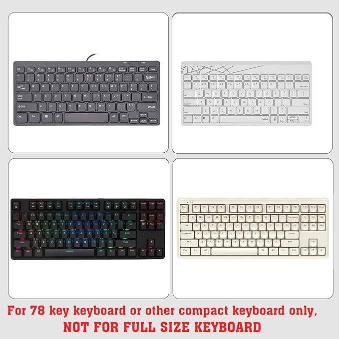 Mini Computer Keyboard Stand-11.8'' x 5.1''-Small Computer Keyboard Tray Acrylic Keyboard Holder for 78 Keys Universal Compact Keyboard, with Black Silicone Strip, Clear