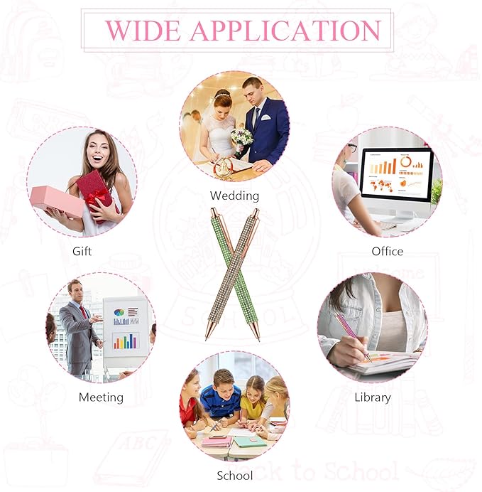 Jeyiour 6 Pcs Bling Pen Cute Diamond Wedding Rhinestones Gift Metal Ballpoint Fancy Sparkly Crystal Retractable Black Ink Pen for Women Office Birthday 0.7mm(Colorful)