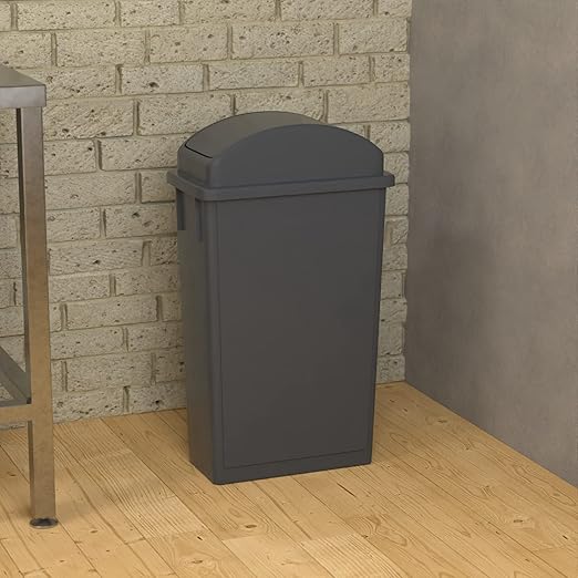 23 Gallon Gray Slim Jim Trash Can with Swing Top Lid