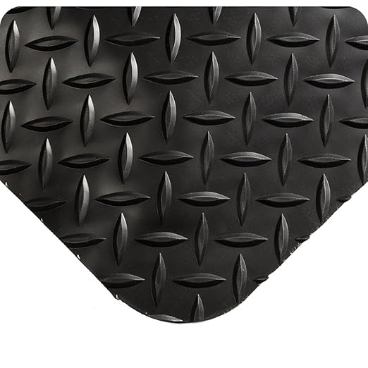 Wearwell 414.1516x2x55BK Diamond-Plate SpongeCote UltraSoft Mat, 55' Length x 2' Width x 15/16" Thick, Black
