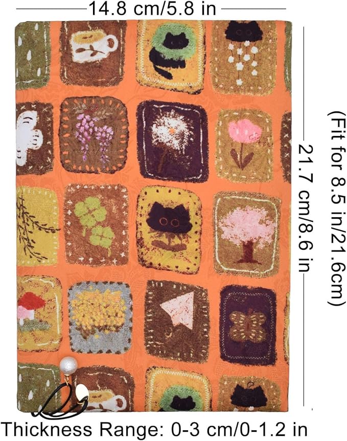 BLBMH Cute Book Covers for Paperbacks Handmade Bookcover Fit for 5.5x8.5 inch Adjustable Fabric Softcover Protector for Women Book Lovers Gifts - XC Yellow 8.5in