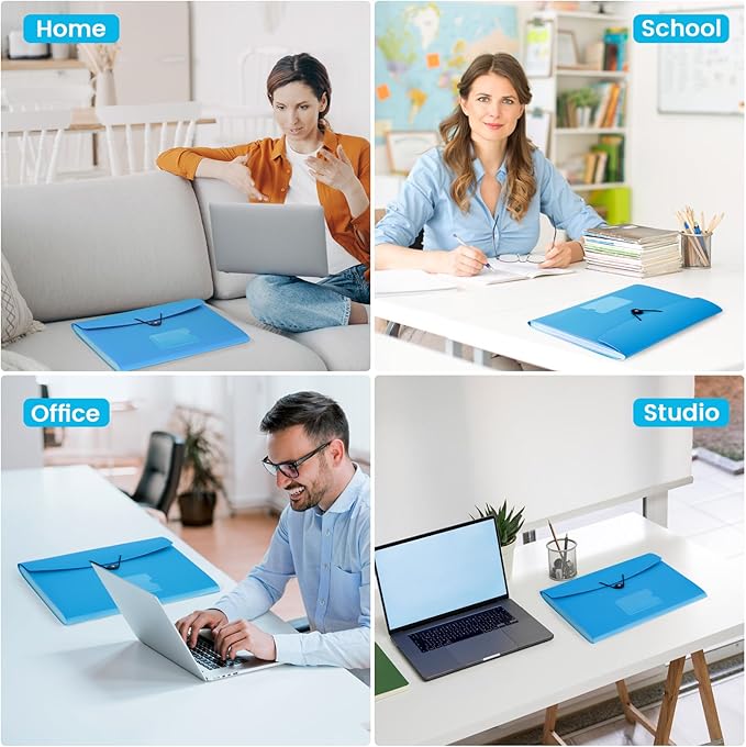 13 Pocket Expanding File Folder Accordian File Organizer, A4 Letter Size Paper Document Receipt Holder for School Office Supplies, Blue