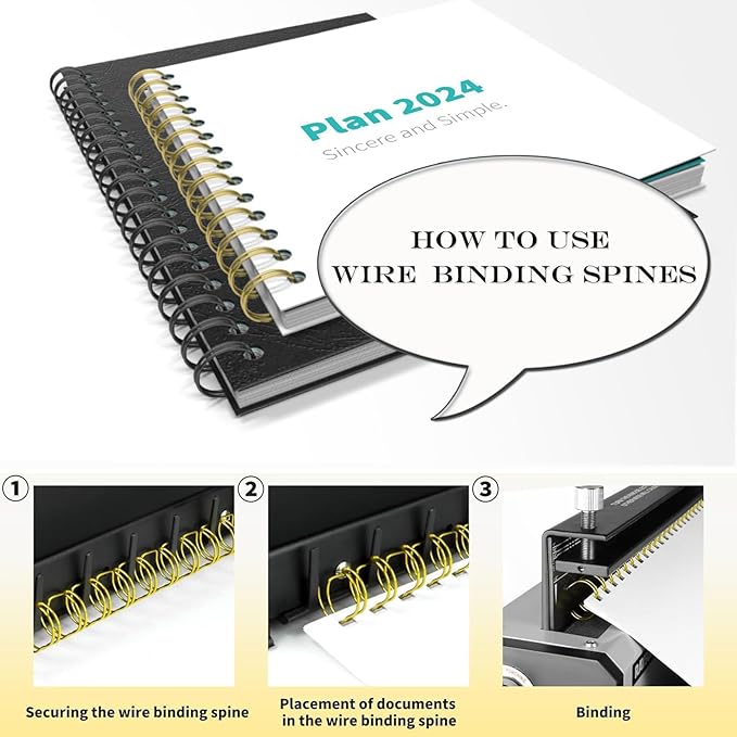 3 to 1 Pitch Twin Loop Wire Binding Spines, 3/8 Inch Book Binder Combs, 100 Pack Spiral Binding Coils for Booking Binder Machine, Students and Coworkers (60 Sheet Capacity, Black)