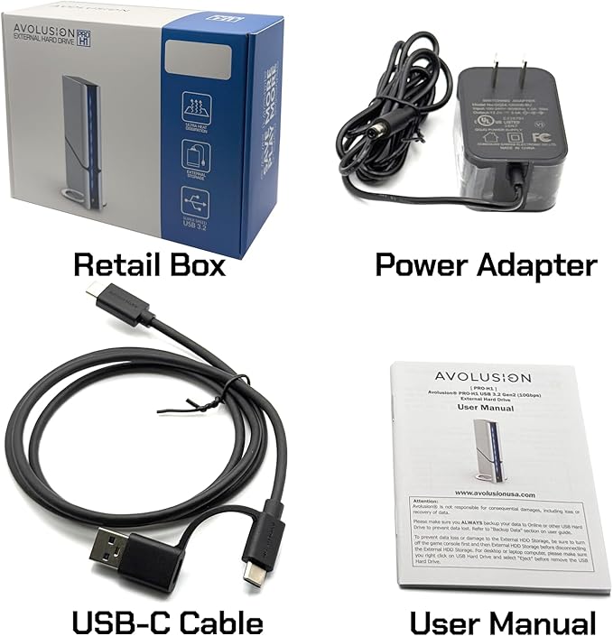 Avolusion PRO-H1 14TB 7200RPM USB 3.2 Gen2 (10Gbps) External Hard Drive (for Windows or MacOS Desktop PC/Laptop) (Renewed)