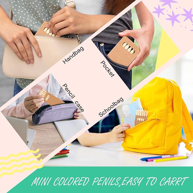 Faccito 600 Packs Mini Drawing Colored Pencils for Kids 3.5 Inch Portable Short Fat 6 Different color Pre Sharpened Pencils in Bulk for Children Painting Classroom School Supplies