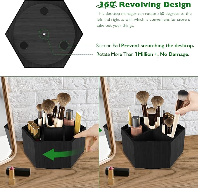 Art Caddy Organizer for Kids, Bamboo Pencil Organizer with 7 Large Compartment, Pen Storage Organizer, Marker Holder, Desk Caddy holds 325+ pencils, Education Supplies & Craft Supplies, Black