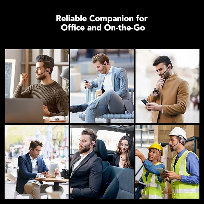 NUROUM OpenEar Pro Headphones with Mic, ENC Noise Cancelling Microphone, Bluetooth 5.3 Multi-Point Connection, Sweatproof Wireless Headset for Work, 15H Comfort for Driving, Office, Workout OW20B-C