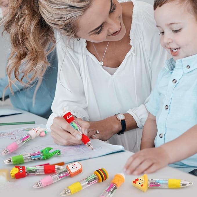 50Pcs Mini Multicolor Pens in One 4-in-1 Cute Pens Bulk for Kids, Ballpoint Pen for Birthdays and Children's Parties, Fun Pen Gifts Assorted Ink Kawaii Pen