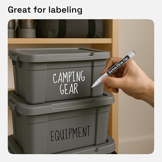 ARTISTRO 2 Black & White Permanent Marker - Waterproof Markers for Tire, Fabric, Rocks, Glass, Ceramic, Wood, Paper - Oil Based Paint Pens - Extra-Fine Tip 0.7mm