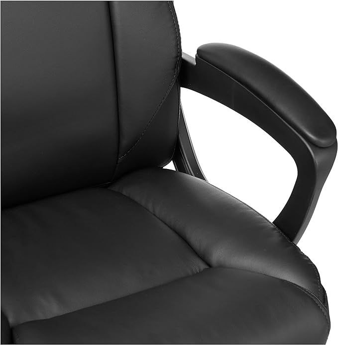Amazon Basics Classic Puresoft PU Padded Mid-Back Height Adjustable Office Computer Desk Chair with Armrest, 26"D x 23.75"W x 42"H, Black