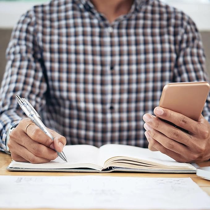 10PCS Blue and White Porcelain Pen 0.5mm Black Ink Fancy Pens Smooth Writing Retractable Ballpoint Pens for Journaling Aesthetic Office Supplies (BlueandWhitePorcelain, 10)