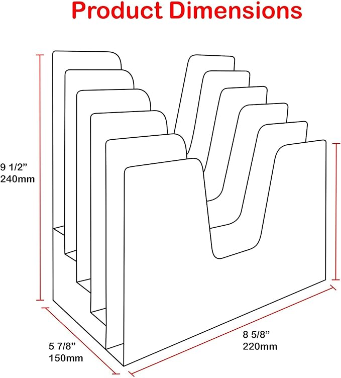 Acrimet 5 Section Incline File Sorter Organizer, Mail, Folder, Letter Desk Organizer, Rack for Office Organization Desktop (Plastic) (Solid Blue Color)