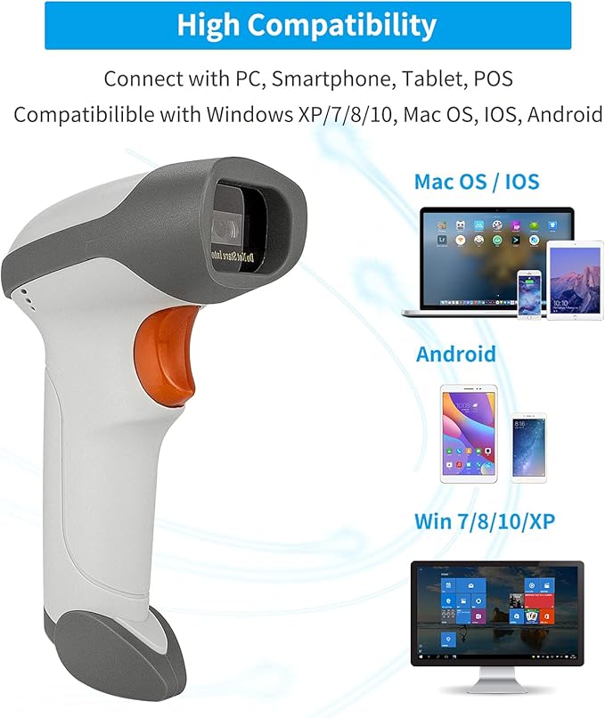 NetumScan Bluetooth 2D Barcode Scanner, 3 in 1 Automatic Wireless QR Barcode Reader USB Image Code Scanner for Store, Warehouse POS, Computer, Tablet, iPad, iPhone, Android
