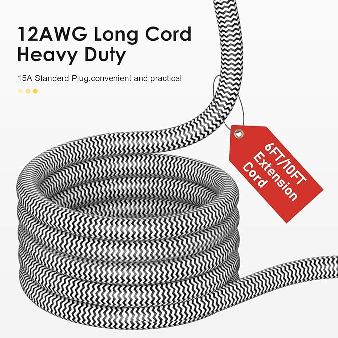 20Amp Power Strip Surge Protector, Durable Metal 8-Outlets with Heavy Duty 20 amp 15Ft 12 Gauge Extension Cord for Garage Workshop & Industrial Use, 1200J