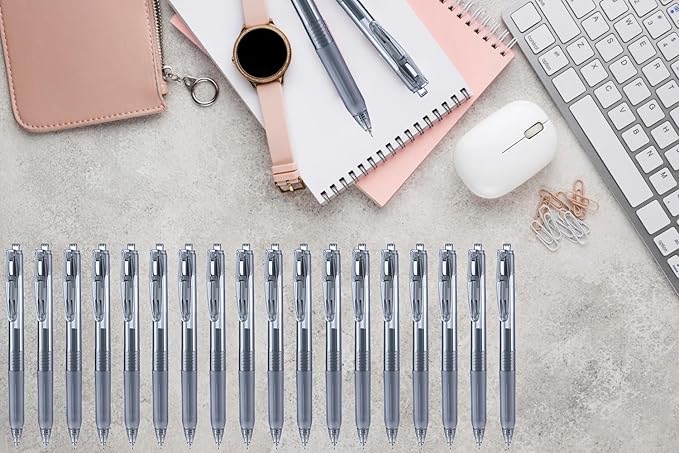 Aozora Black Gel Pens Fine Point Smooth Writing Pen 40 Pack Retractable Black Gel Ink Pen with Soft Grip 0.5mm Quick Dry Office School Supplies(20 Pens with 20 Refills)