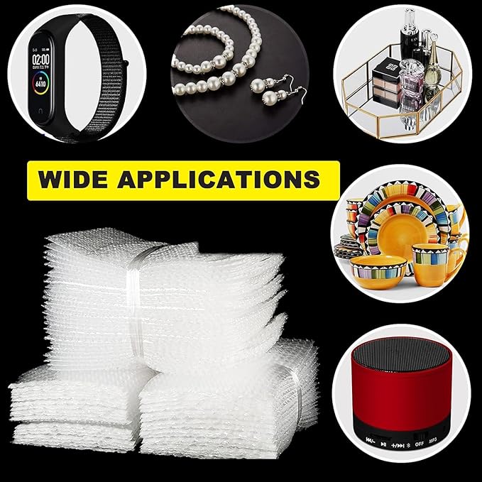 100Pcs 8"x12" Bubble Pouches Wrap Bag for Packaging, Clear Bubble Out Bags Double Wall Cushioning Wrap Pouches for Moving Packaging Storage Fragile China Dishes Electronic Item