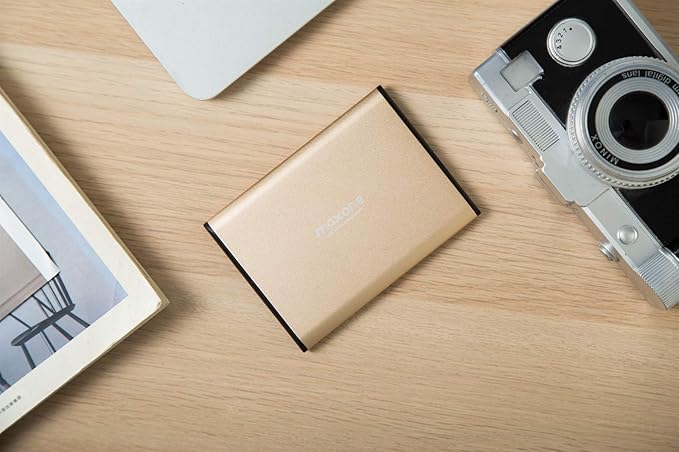 Maxone 250GB External Hard Drive Portable 2.5'' Ultra Slim HDD Storage USB 3.0 Compatible with PC, Laptop, Gold