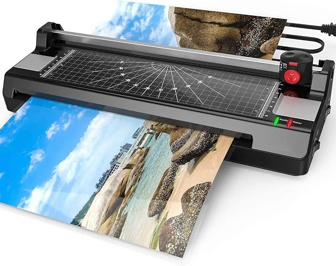 Laminator Machine for A3/A4/A6, Home Office School Teacher Use with 50 Pouches, Paper Trimmer and Corner Rounder