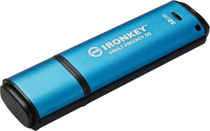 Kingston Ironkey Vault Privacy 50 USB 32GB Flash Drive | FIPS 197 Certified | XTS-AES 256-bit | BadUSB and Brute Force Protection | Mult-Password Option | IKVP50/32GB