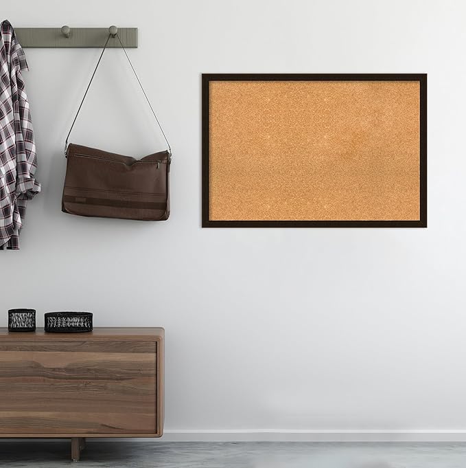 Amanti Art Natural Cork Board for Wall, 26x38 Vision Board with Brown Wood Frame, Large Corkboard Office Decor for Home Organization, Rustic Farmhouse Corkboard Pinboard to display items for home