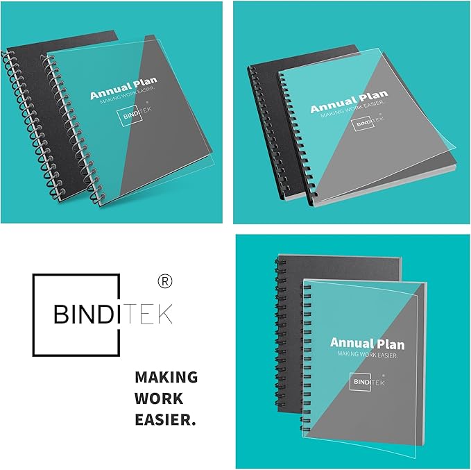 Binditek 200 Pack Binding Covers and Backs Set, 8.5 x 11 Inches, 100 Clear PVC (8Mil), 100 Sand-Textured Polycovers (12Mil), Letter Size