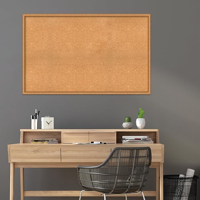 Amanti Art Natural Cork Board for Wall, 34x54 Vision Board with Bronze Frame, Oversize Corkboard Office Decor for Home Organization, Casual Corkboard Pinboard to Display Items for Home Organization