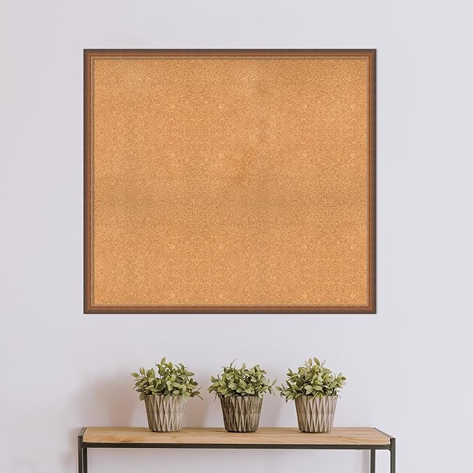 Amanti Art Natural Cork Board for Wall, 38x42 Vision Board with Bronze Frame, Oversize Corkboard Office Decor for Home Organization, Modern Corkboard Pinboard to Display Items for Home Organization