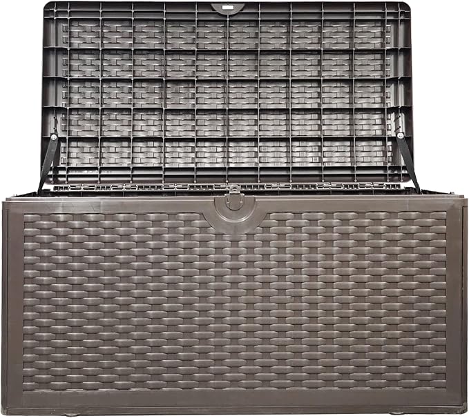 80 Plus Gallon Outdoor Storage Box, Waterproof Resin Deck Box Outdoor Storage Bin for Patio, Poolside, and Garden, Lockable & UV-Resistant, Ideal for Small Spaces, Brown