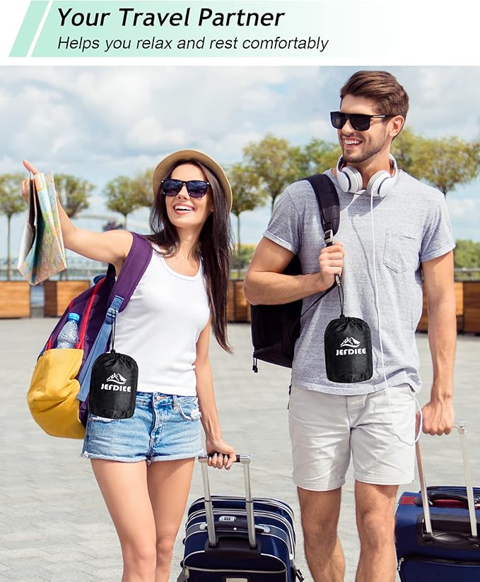 JefDiee Inflatable Travel Foot Rest Pillow,Kids Airplane Bed,Adjustable 3 Layers Height Leg Rest Pillow,Adults Travel Essentials Great for Airplane,Office,Home,Trains,Cars