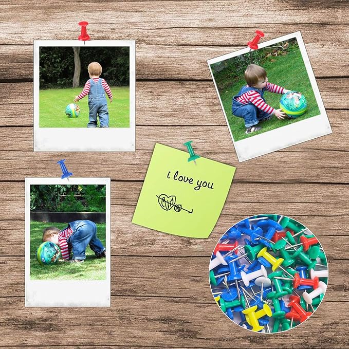 500 Pack Push Pins Tacks, Colored Map Push Pins, Plastic Head, Steel Point, Thumb Tacks for Cork Board, Bulletin Board, Map Pins, Photo Hanging Tacks at Homes, Schools and Offices