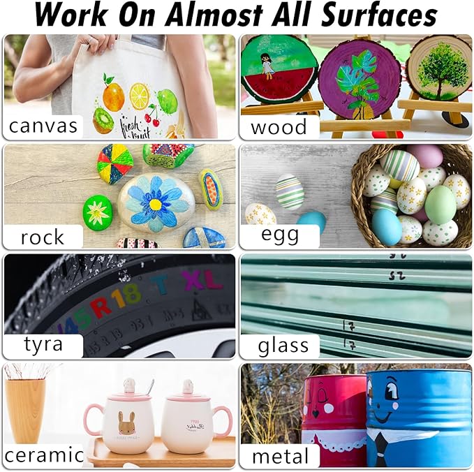 Black Paint Markers, 3 Pack Oil-Based Waterproof Quick Dry Permanent Paint Pen Set for Rocks Painting, Wood, Fabric, Plastic, Canvas, Glass, Mugs, Metal, Tire, Stone, DIY Craft