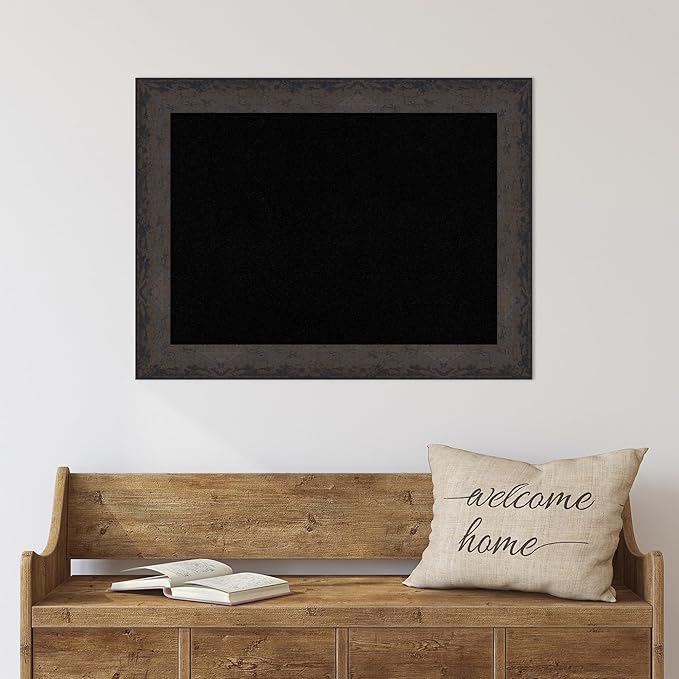 Amanti Art Black Cork Board for Wall, 25x33 Vision Board with Black Wood Frame, Medium Corkboard Office Decor for Home Organization, Modern Corkboard Pinboard to Display Items for Home Organization