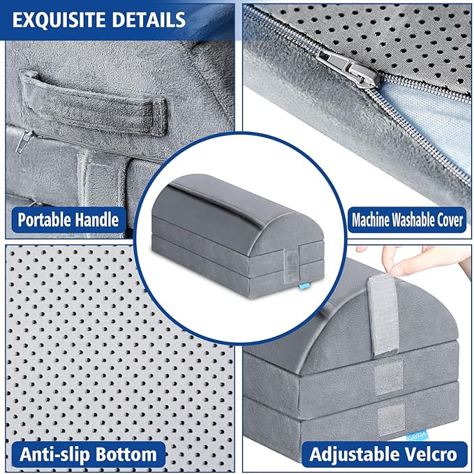 KAYFIA Foot Rest for Under Desk at Work XXL(20in) with 3 Adjustable Heights,Foot Stool with Supportive Gel Foam, Warmer Feet Pocket Footrest for Office Gaming Chair, for Leg Support -Gra