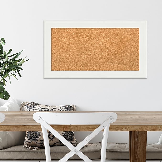 Amanti Art Natural Cork Board for Wall, 15x27 Vision Board with White Frame, Small Corkboard Office Decor for Home Organization, Casual Corkboard Pinboard to Display Items for Home Organization in