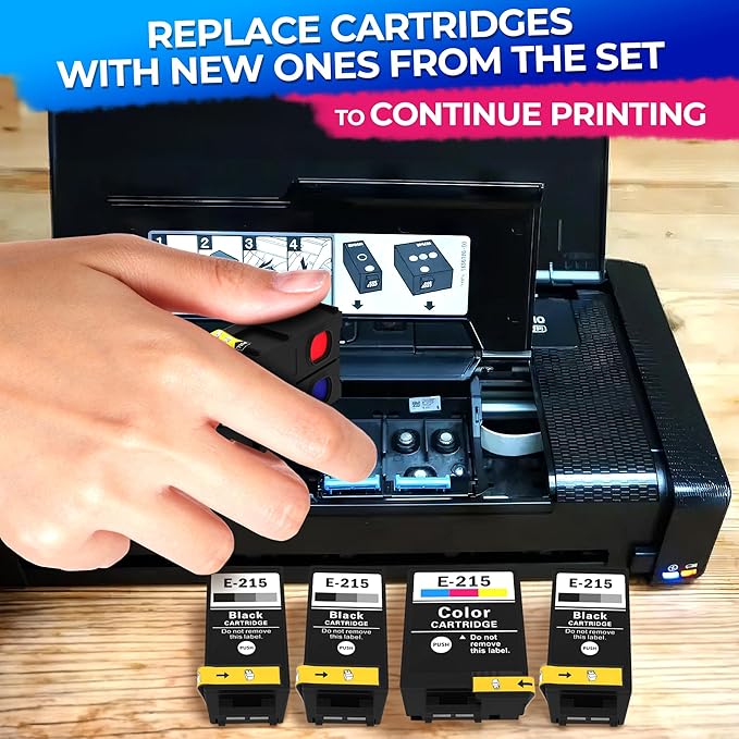 5-Pack Compatible Ink Cartridges – Includes 3 Black and 2 Tri-Color | Easy-to-Install Replacements for Inkjet Printers | Reliable Printing Performance, Vivid Colors, Sharp Tex