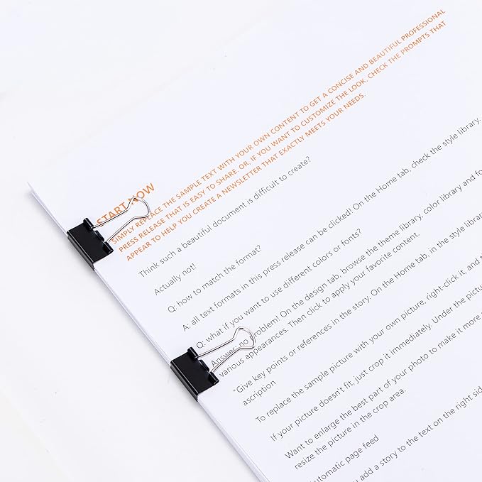 Amazon Basics Sturdy Binder Clips for Office Use, 96 Count (8 Pack of 12), Medium, 1.25 in, Black