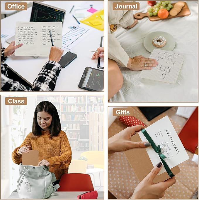 ZCZN 24 Pack A5 Kraft Notebooks Bulk, 8.15x5.5 Inches Lined Paper Journaling Notebooks, Notebooks for Work, Composition Notebooks for School, Journal Notebooks for Office, 60 Pages