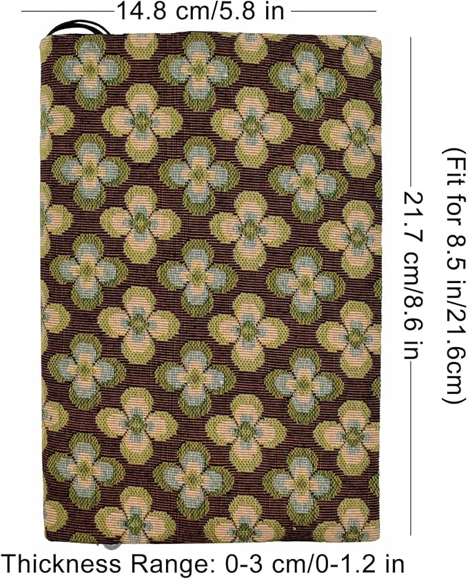 BLBMH Book Covers for Paperbacks Fit for 5.5x8.5 inch Adjustable Book Sleeve Cover for Women Over 15 Soft Cloth Protector for Bible Novels Notebook Journal - Vintage Flowers