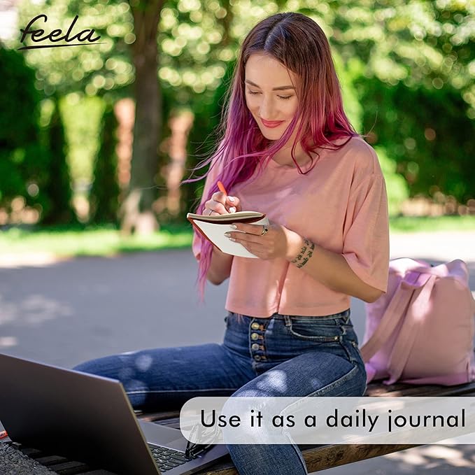 16 Pack Soft Cover Journal Bulk, Feela Lined Notebooks College Ruled for Work for Women Girl Writing, Blank Travel Journal Note Taking Notebook School Business Supplies, 8.2” x 5.5”, A5, Dark Orange