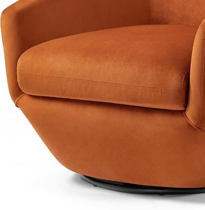 UIXE Velvet Swivel Accent Chairs Set of 2, Barrel Chair Upholstered Club Armchair for Living Room, Comfy Single Sofa Bedroom Side Reading Seat - Orange