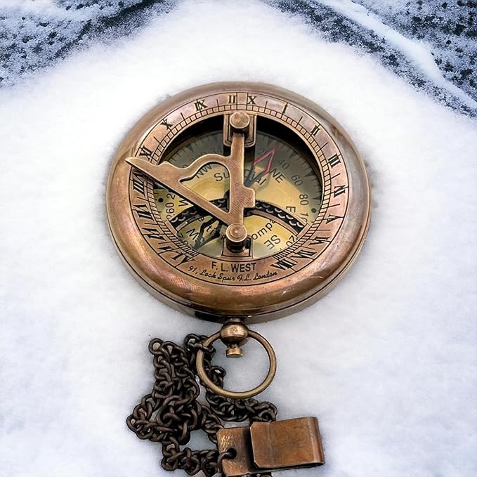 Anniversary Sundial Compass Gift for Him or Her–Antique Brass & Copper Nautical Sundial Compass, Unique 20th 25th 40th 50th Wedding Vintage Ship Replica Sundial Clock