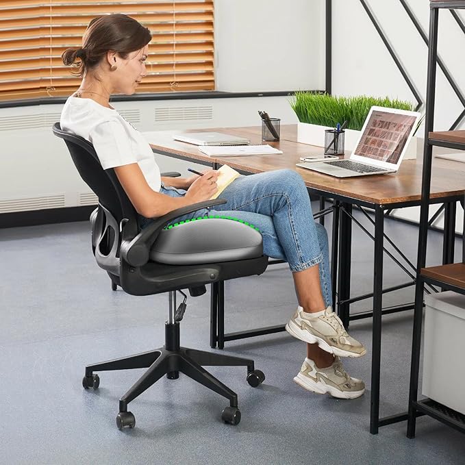 Benazcap Large Seat Cushion for Office Chair Memory Foam Coccyx Pain Relief Cushion Pillow for Back Support Non-Slip Seat Pad for Office Desk, Car Seat, Wheelchair, Sciatica-Grey