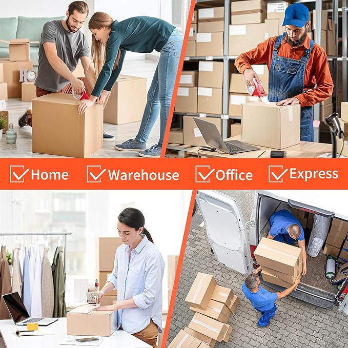 JARLINK 18 Rolls Clear Packing Tape with 3 Dispensers, Heavy Duty Packaging Tape Refills for Shipping Packaging Mailing, 2.8mil Thicker, 1.88 inches Wide, 55 Yards Per Roll, 990 Total Yards