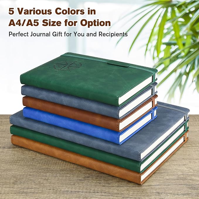 Notebook Journal for Women Men: Leather Journal for Writing, Hardcover College Ruled Journals Notebooks with Thick Paper, Large A4 Daily Journal for Travel, Diary, Gifts for Teens, 8.5"×11", Coffee