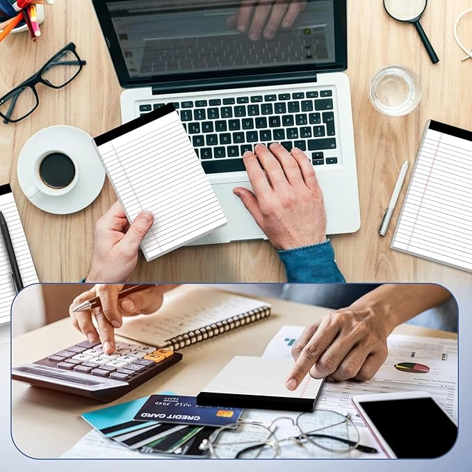 8 Pack Note Pads 5 x 8 Inch Small Legal Pads 5 x 8 White Notepad 5 x 8 Perforated Writing Pads Lined Paper Pads College Ruled Pad Paper 30 Sheets Notebook for Study, To-Do Lists, Office