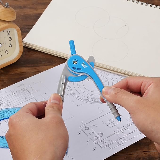 Mr. Pen- Compass and Protractor Set, Blue, Compass Geometry Tool, Protractor and Compass Set, Compass Drawing Tool, Drawing Compass, Protractor Set, Geometry Compass, Back to School Supplies