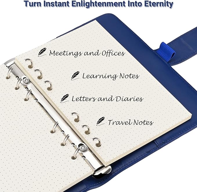 A6 Dot-Ruled Refill Paper, 100gsm Thick Beige No-Bleed Sheets (2 Packs, 80 Sheets Each), Pre-Punched – Fits A6 6-Ring Binders for Office, School & Teachers