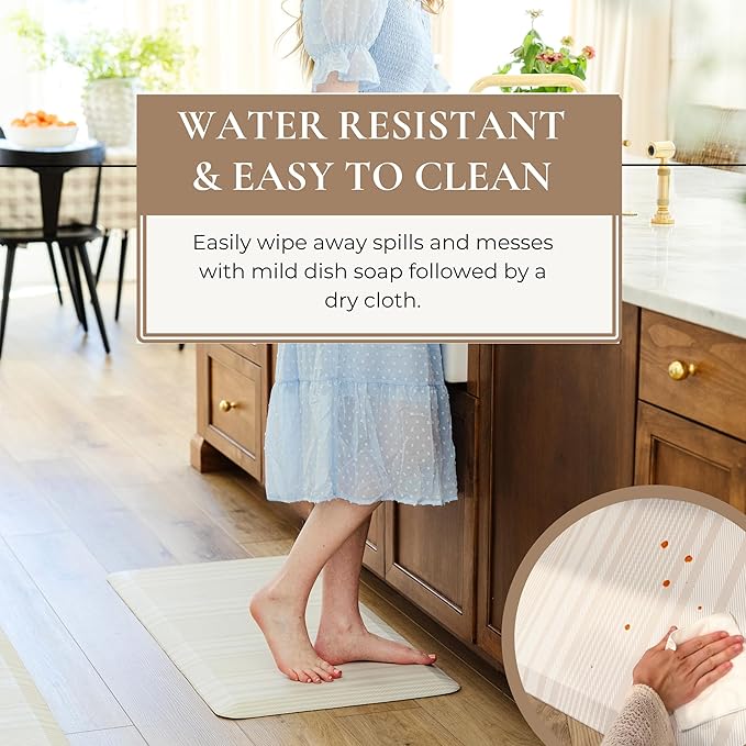 Anti Fatigue Mat by Laurel Lane Co. – Designer Anti Fatigue Mats for Kitchen Floor, Kitchen Mats for Floor, Desk Mat – Cushioned 0.75" Thick – Stain Resistant – Non-Skid Bottom – 20" x 60"