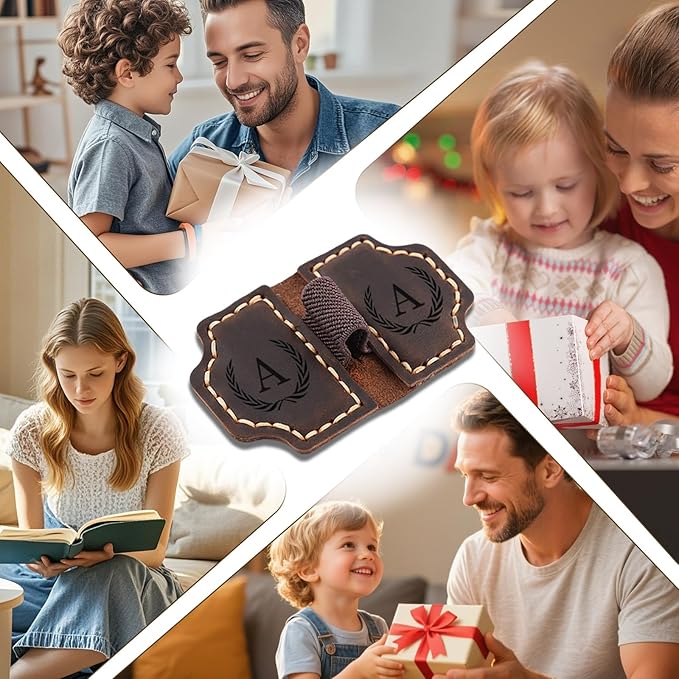 Artlaza Personalized Magnetic Leather Bookmark with Pen Holder - 26 Letters Custom Book Mark with Name Initial Engraved Book Marker for Readers, Book Lovers, Travelers - Gift for Women & Men(Green,H