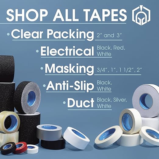 Spartan Industrial - 1.5" X 60 yd Masking Tape for Construction, Painting, Crafts, and More - 6 Rolls of Removable Tape, 5.5 Mil